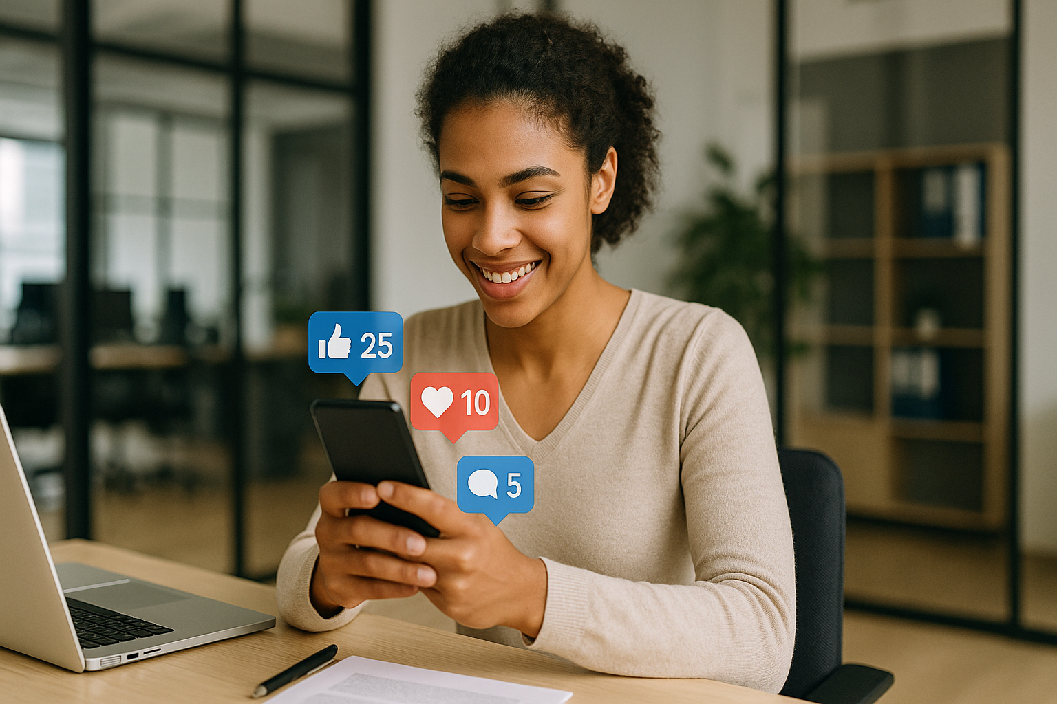 A person looking stressed while using a laptop, representing the risks of social media misuse.