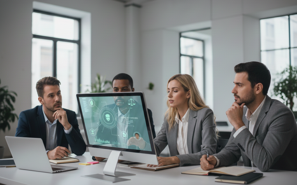 Employees engaged in an AI ethics training session.