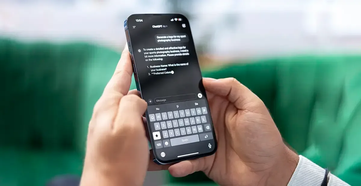 An employee using an AI chat assistant on a phone